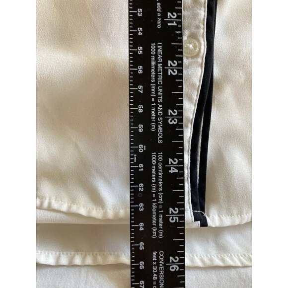 Express The Portofino Shirt Medium Ivory Black Piping Button Up Blouse Top - Picture 12 of 12